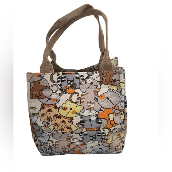 Source Unknown Handbags - Cat Print Tote Bag - Multicolor
